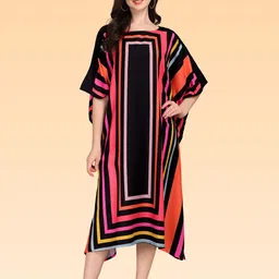 Metronaut Print Kimono Sleeve Kaftan Midi Dress-picture-32