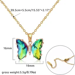 Pinapes Gold-Plated Crystal Butterfly Pendant With Chain image 5