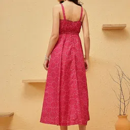 QUIERO BLUES Print Satin Fit & Flare Midi Dress image 3