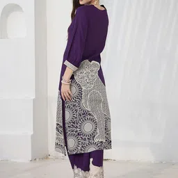 Indo Era Geometric Printed V-Neck A-Line Kurta & Palazzos image 4