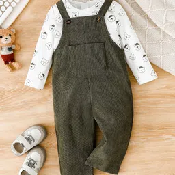 YK Infant Girls Cotton Dungarees With Printed T-shirt-picture-42