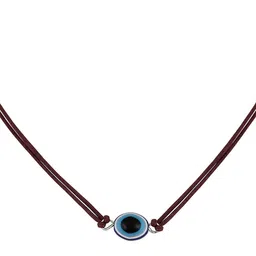 Mahi Rhodium-Plated Evil Eye Adjustable Necklace image 5