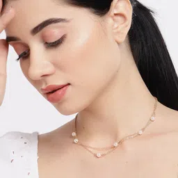 Carlton London Gold-Toned & White Brass Gold-Plated Layered Necklace image 5