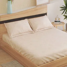 Home Centre Beige Floral 180 TC King Bedsheet with 2 Pillow Covers-picture-24