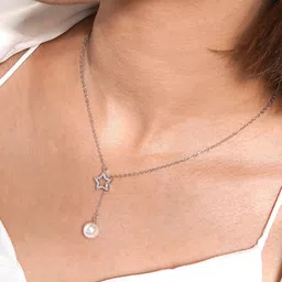 JOKER & WITCH Silver-Toned & White Stones-Studded Star Drop With Chain image 3