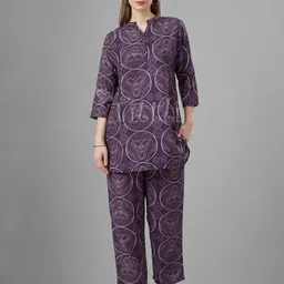 TITTLI Pack Of 2 Floral Printed Mandarin-Neck Tunic With Trousers Co-Ords image 3