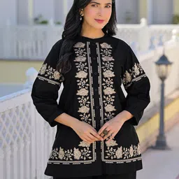 SANISA Women Floral Embroidered Regular Thread Work Kurta with Trousers-picture-11