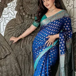 bigben textile Woven Design Zari Silk Blend Banarasi Saree image 2