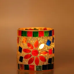 1ST TIME White & Red 3 Pieces Textured Glass Candle Holders image 2