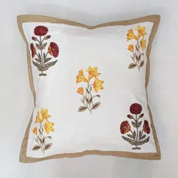 Gulaab Jaipur White & Red Floral Square Cushion Covers-picture-18