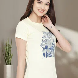 Dreambe Women Pack of 2 Typography Printed Round Neck Cotton T-shirts image 4