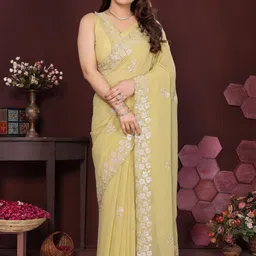 ROOP SUNDARI SAREES Floral Embellished Sequinned Saree image 3
