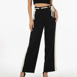 glitchez Women Side-Stripe High-Rise Wide Leg Pleated Korean Trousers-picture-20