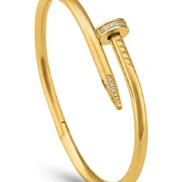 RKB Sales Women Cubic Zirconia Antique Gold-Plated Kada Bracelet image 2