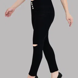 Mevan Women Regular Fit Mid-Rise Mildly Distressed Stretchable Jeans image 2