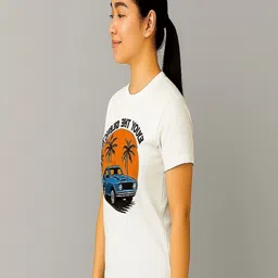 GAB Graphic Printed Round Neck Short Sleeves Pure Cotton T-Shirt image 4