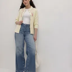 The Roadster Life Co. Embroidered Sequined Fuzzy Cardigan image 4