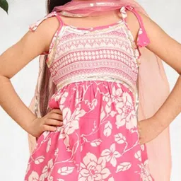 Cutiekins Girls Floral Printed Kurta with Sharara & Dupatta image 2