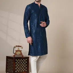 adhirajan Men Cotton Rayon Kurta Pyjama Set image 4