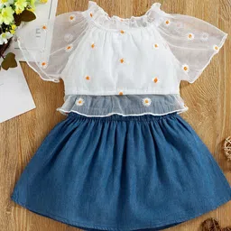 YK Infant Embroidered Round Neck Top With Skirt image 3