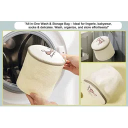 Stylista Set Of 4 Cylindrical Mesh Lingerie Washing Bag With Zipper image 5