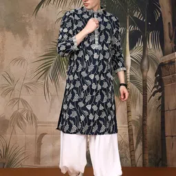 Sangria Men Classic Sequinned Mandarin Collar Kurta image 4