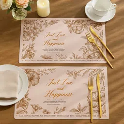 Myntra Elegant Homes 4Pcs Pink & Brown Patterned Waterproof Anti-Slip Table Placemats image 3