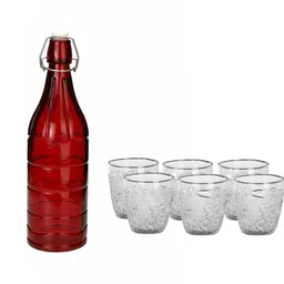 1ST TIME Red & Transparent Glass Solid Water Bottle-picture-16