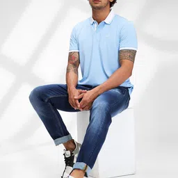 SPYKAR Men Skinny Fit Low-Rise Mildly Distressed Light Fade Stretchable Jeans image 4