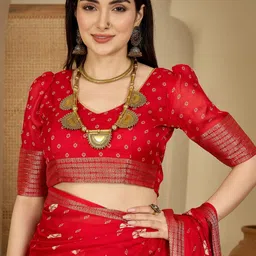 all about you Bandhani Printed Woven Design Zari Bandhani Saree image 2