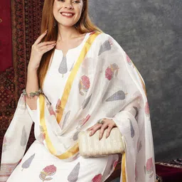 Anni Designer Women Floral Printed Regular Kurta with Trousers & With Dupatta image 2