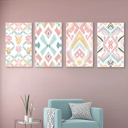 nestroots Vibrant Colorful White & Blue 4 Pieces Printed Canvas Wall Art-picture-16