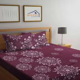 NEW TOWN Multicoloured 210 TC Cotton Fitted Queen Bedsheets With 2 Pillow Covers-image-82