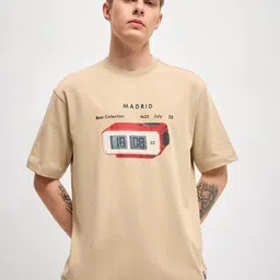 THE BEAR HOUSE Men Graphic Printed Round Neck Cotton Oversized T-shirt image 5