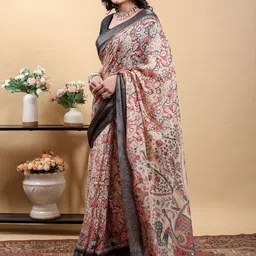 Jinal & Jinal Warli Zari Linen Blend Saree image 3