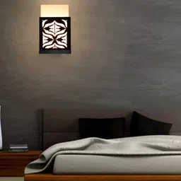 Gojeeva Black 4 Pieces Wood Square Shaped Textured Contemporary Wall Lamp image 3