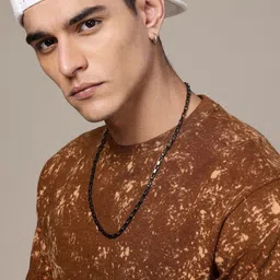 Moda Rapido Washed Effect Tie & Dyed Drop-Shoulder Sleeves Oversized Fit T-shirt image 5