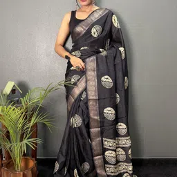 HERE&NOW Warli Zari Pure Silk Ready to Wear Jamdani Saree-picture-10