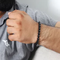 Nirvana Unisex Artificial Beaded Jet Elasticated Bracelet-picture-49