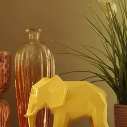 Pure Home and Living Yellow Figurine Elephant Showpiece image 1