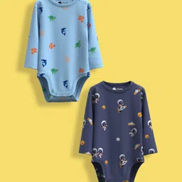 Orange Sugar Infants Pack Of 2 Printed Cotton Bodysuits image 1