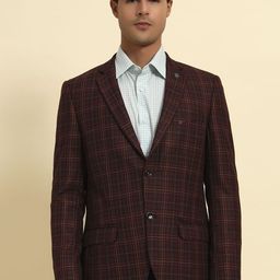 Cantabil Checked Notched Lapel Long Sleeve Single Breasted Blazer-picture-26