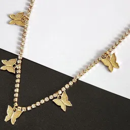TheVineGirl Women Gold-Plated Cubic Zirconia Alloy Statement Necklace image 2
