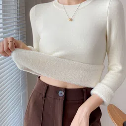 HERE&NOW Women Pullover with Fuzzy Detail image 3