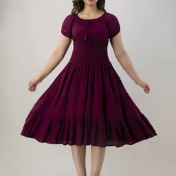 GREAT SELLER Puff Sleeve Fit & Flare Midi Dress-image-87