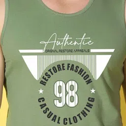 WOOSTRO Pack Of 2 Printed Super Combed Cotton Gym Vests VWS26(98 LGTGREEN)(ENJOY YELLOW) image 4