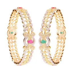 Shiv Jewels Set Of 2 Cubic Zirconia Studded Bangles-image-59