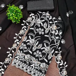 Maroosh Floral Embroidered Silk Georgette Unstitched Dress Material-image-98