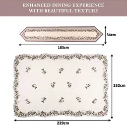 Kuber Industries Cream-Coloured Set of 2 Ethnic Motifs Anti-Slip Cotton 6-Seater Table Cover image 5