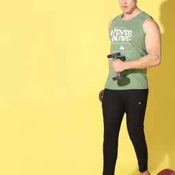 WOOSTRO Pack Of 2 Printed Super Combed Cotton Gym Ves VWS26(ALONE LGTGREEN)(BKLN PEACOCK) image 4